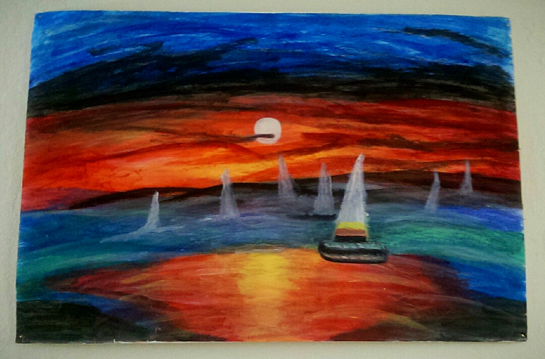 Sunset with Sailing Ship
